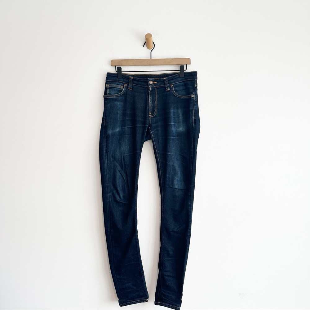 Nudie Jeans Skinny Lin Dry Deep Orange Men's Size 31X34 Dark Blue